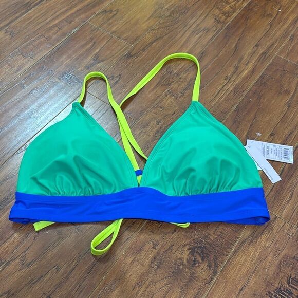 NWT Wild Fable 2X (20-22) Colorblock Blue Green Bikini Triangle Top Swim - Picture 3 of 7